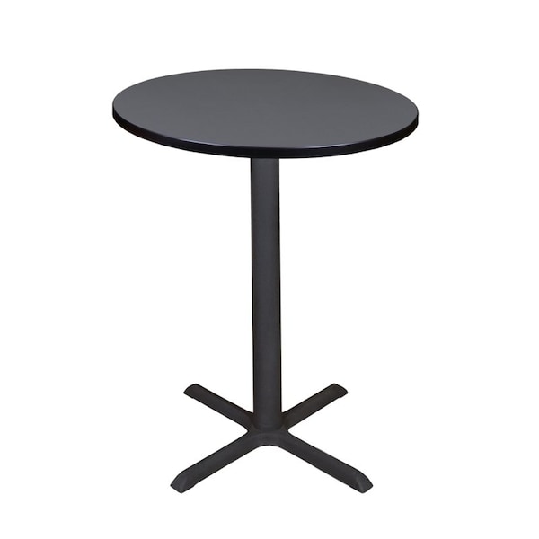 Cain Cain Cafe Tables, 30 W, 30 L, 42 H, Wood, Metal Top, Grey TCB30RNDGY - main